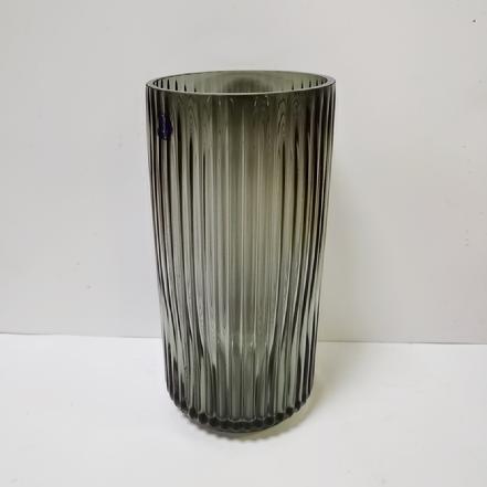 【比别人便宜】加厚竖条圆直筒花瓶，A级加厚，灰色，口径11.5cm,高25cm