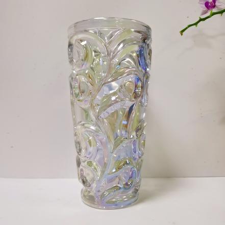 【比别人便宜】欧式发财树纹琉璃色玻璃花瓶，A级加厚，口径12cm,底径8cm,高23cm