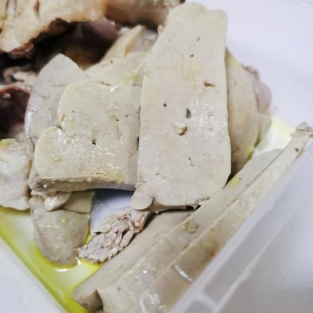 周六送货【小象鼎级】【漳浦知名美食】石榴填鸭肝约150g，填鸭的精华所在，可与法国鹅肝相媲美，大片