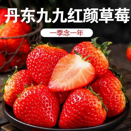 【某朴价6折，质量更优】丹东九九红颜草莓15粒约250g/盒