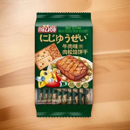 【网红零食】“纳滋宝”牛肉味肉松馅饼干215g